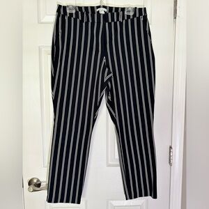 Navy ankle length pin-stripped pants